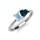 3 - Esther Emerald Shape Aquamarine & Heart Shape London Blue Topaz 2 Stone Duo Ring 