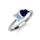 3 - Esther Emerald Shape Aquamarine & Heart Shape Lab Created Blue Sapphire 2 Stone Duo Ring 