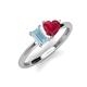 3 - Esther Emerald Shape Aquamarine & Heart Shape Lab Created Ruby 2 Stone Duo Ring 