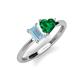 3 - Esther Emerald Shape Aquamarine & Heart Shape Lab Created Emerald 2 Stone Duo Ring 