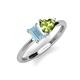 3 - Esther Emerald Shape Aquamarine & Heart Shape Peridot 2 Stone Duo Ring 