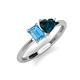 3 - Esther Emerald Shape Blue Topaz & Heart Shape London Blue Topaz 2 Stone Duo Ring 