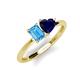 3 - Esther Emerald Shape Blue Topaz & Heart Shape Lab Created Blue Sapphire 2 Stone Duo Ring 