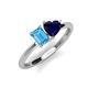 3 - Esther Emerald Shape Blue Topaz & Heart Shape Lab Created Blue Sapphire 2 Stone Duo Ring 