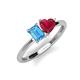 3 - Esther Emerald Shape Blue Topaz & Heart Shape Lab Created Ruby 2 Stone Duo Ring 