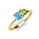 3 - Esther Emerald Shape Blue Topaz & Heart Shape Peridot 2 Stone Duo Ring 