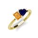 3 - Esther Emerald Shape Citrine & Heart Shape Lab Created Blue Sapphire 2 Stone Duo Ring 