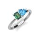 3 - Esther Emerald Shape Lab Created Alexandrite & Heart Shape Blue Topaz 2 Stone Duo Ring 