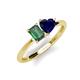 3 - Esther Emerald & Heart Shape Created Alexandrite & Created Blue Sapphire 2 Stone Duo Ring 