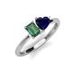 3 - Esther Emerald & Heart Shape Created Alexandrite & Created Blue Sapphire 2 Stone Duo Ring 