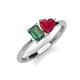 3 - Esther Emerald & Heart Shape Created Alexandrite & Created Ruby 2 Stone Duo Ring 