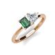 3 - Esther GIA Certified Heart Shape Diamond & Emerald Shape Lab Created Alexandrite 2 Stone Duo Ring 