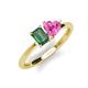 3 - Esther Emerald & Heart Shape Created Alexandrite & Created Pink Sapphire 2 Stone Duo Ring 