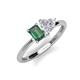 3 - Esther Emerald & Heart Shape Created Alexandrite & Created White Sapphire 2 Stone Duo Ring 