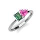 3 - Esther Emerald Shape Lab Created Alexandrite & Heart Shape Pink Sapphire 2 Stone Duo Ring 