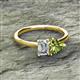 2 - Esther GIA Certified Emerald Shape Diamond & Heart Shape Peridot 2 Stone Duo Ring 