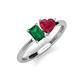 3 - Esther Emerald Shape Lab Created Emerald & Heart Shape Lab Created Ruby 2 Stone Duo Ring 