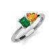 3 - Esther Emerald Shape Lab Created Emerald & Heart Shape Citrine 2 Stone Duo Ring 