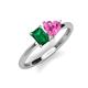 3 - Esther Emerald Shape Lab Created Emerald & Heart Shape Lab Created Pink Sapphire 2 Stone Duo Ring 