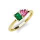 3 - Esther Emerald Shape Lab Created Emerald & Heart Shape Pink Tourmaline 2 Stone Duo Ring 