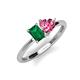 3 - Esther Emerald Shape Lab Created Emerald & Heart Shape Pink Tourmaline 2 Stone Duo Ring 