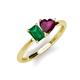 3 - Esther Emerald Shape Lab Created Emerald & Heart Shape Rhodolite Garnet 2 Stone Duo Ring 