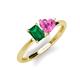 3 - Esther Emerald Shape Lab Created Emerald & Heart Shape Pink Sapphire 2 Stone Duo Ring 