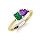 3 - Esther Emerald Shape Lab Created Emerald & Heart Shape Amethyst 2 Stone Duo Ring 