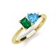 3 - Esther Emerald Shape Lab Created Emerald & Heart Shape Blue Topaz 2 Stone Duo Ring 