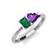 3 - Esther Emerald Shape Lab Created Emerald & Heart Shape Amethyst 2 Stone Duo Ring 