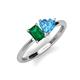 3 - Esther Emerald Shape Lab Created Emerald & Heart Shape Blue Topaz 2 Stone Duo Ring 