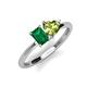 3 - Esther Emerald Shape Lab Created Emerald & Heart Shape Peridot 2 Stone Duo Ring 