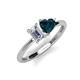 3 - Esther IGI Certified Emerald Shape Lab Grown Diamond & Heart Shape London Blue Topaz 2 Stone Duo Ring 