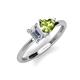 3 - Esther IGI Certified Emerald Shape Lab Grown Diamond & Heart Shape Peridot 2 Stone Duo Ring 