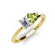 3 - Esther IGI Certified Emerald Shape Lab Grown Diamond & Heart Shape Peridot 2 Stone Duo Ring 