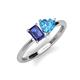 3 - Esther Emerald Shape Iolite & Heart Shape Blue Topaz 2 Stone Duo Ring 