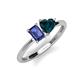 3 - Esther Emerald Shape Iolite & Heart Shape London Blue Topaz 2 Stone Duo Ring 