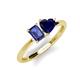 3 - Esther Emerald Shape Iolite & Heart Shape Lab Created Blue Sapphire 2 Stone Duo Ring 