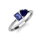 3 - Esther Emerald Shape Iolite & Heart Shape Lab Created Blue Sapphire 2 Stone Duo Ring 