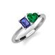 3 - Esther Emerald Shape Iolite & Heart Shape Lab Created Emerald 2 Stone Duo Ring 
