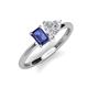 3 - Esther Emerald Shape Iolite & Heart Shape Lab Created White Sapphire 2 Stone Duo Ring 