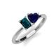 3 - Esther Emerald Shape London Blue Topaz & Heart Shape Lab Created Blue Sapphire 2 Stone Duo Ring 