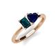 3 - Esther Emerald Shape London Blue Topaz & Heart Shape Lab Created Blue Sapphire 2 Stone Duo Ring 