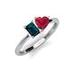 3 - Esther Emerald Shape London Blue Topaz & Heart Shape Lab Created Ruby 2 Stone Duo Ring 