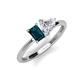 3 - Esther GIA Certified Heart Shape Diamond & Emerald Shape London Blue Topaz 2 Stone Duo Ring 