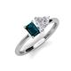 3 - Esther Emerald Shape London Blue Topaz & Heart Shape White Sapphire 2 Stone Duo Ring 