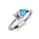 3 - Esther Emerald Shape Forever One Moissanite & Heart Shape Blue Topaz 2 Stone Duo Ring 