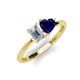 3 - Esther Emerald Shape Forever One Moissanite & Heart Shape Lab Created Blue Sapphire 2 Stone Duo Ring 