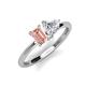 3 - Esther GIA Certified Heart Shape Diamond & Emerald Shape Morganite 2 Stone Duo Ring 