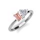 3 - Esther Emerald Shape Morganite & Heart Shape Lab Created White Sapphire 2 Stone Duo Ring 